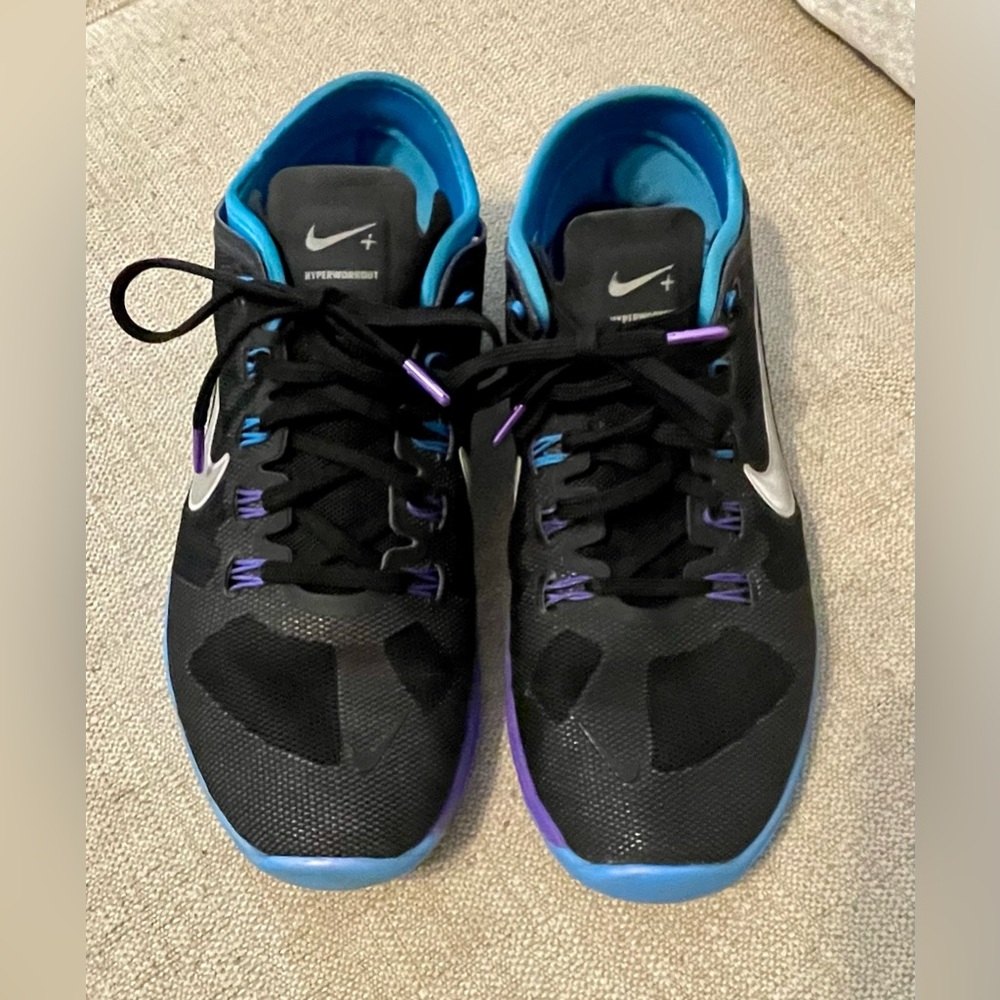 Nike Hyperworkout Lunarlon athletic shoes.